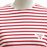 プラダ トライアングルロゴ ボーダー クルーネック 半袖Ｔシャツ レッド S レディース 未使用品