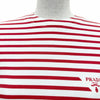 プラダ トライアングルロゴ ボーダー クルーネック 半袖Ｔシャツ レッド S レディース 未使用品