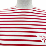 プラダ トライアングルロゴ ボーダー クルーネック 半袖Ｔシャツ レッド S レディース 未使用品