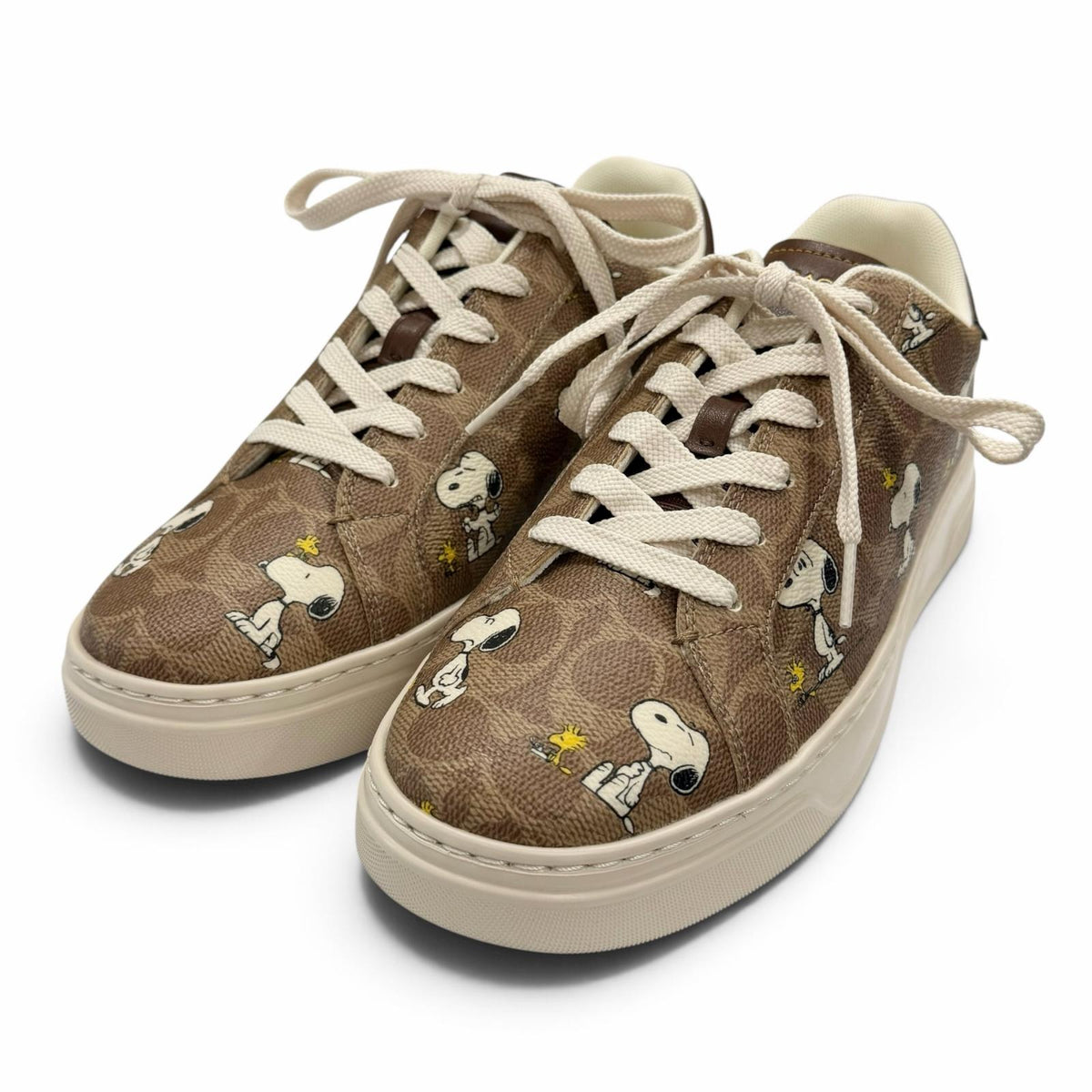 コーチ HIGH LINE WDSTK SNKR スヌーピー スニーカー ベージュ 8D メンズ