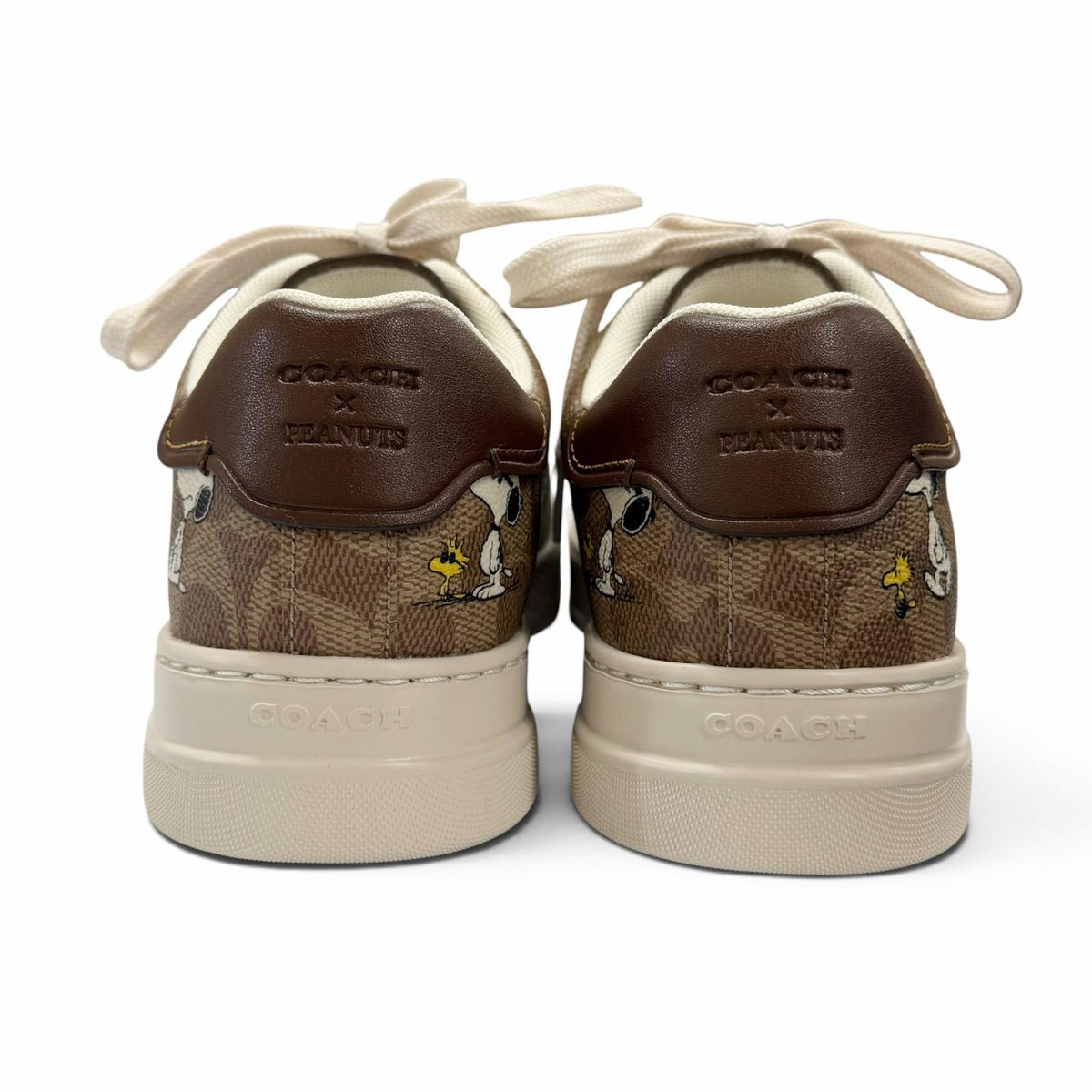 コーチ HIGH LINE WDSTK SNKR スヌーピー スニーカー ベージュ 8D メンズ