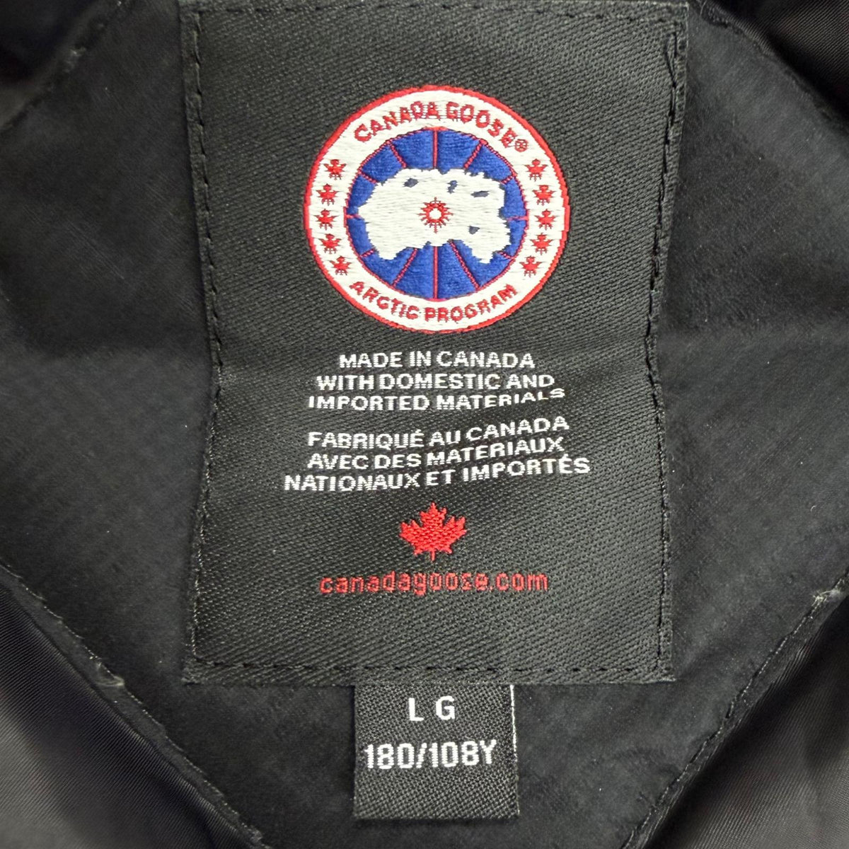 カナダグース LODGE HOODY ミニロゴワッペン フーデッド ダウンジャケット ブラック L メンズ