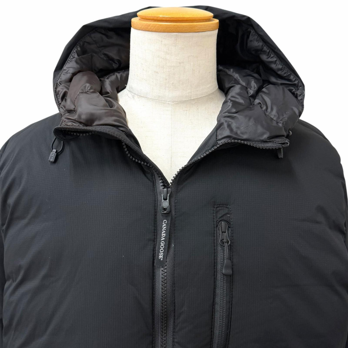 カナダグース LODGE HOODY ミニロゴワッペン フーデッド ダウンジャケット ブラック L メンズ