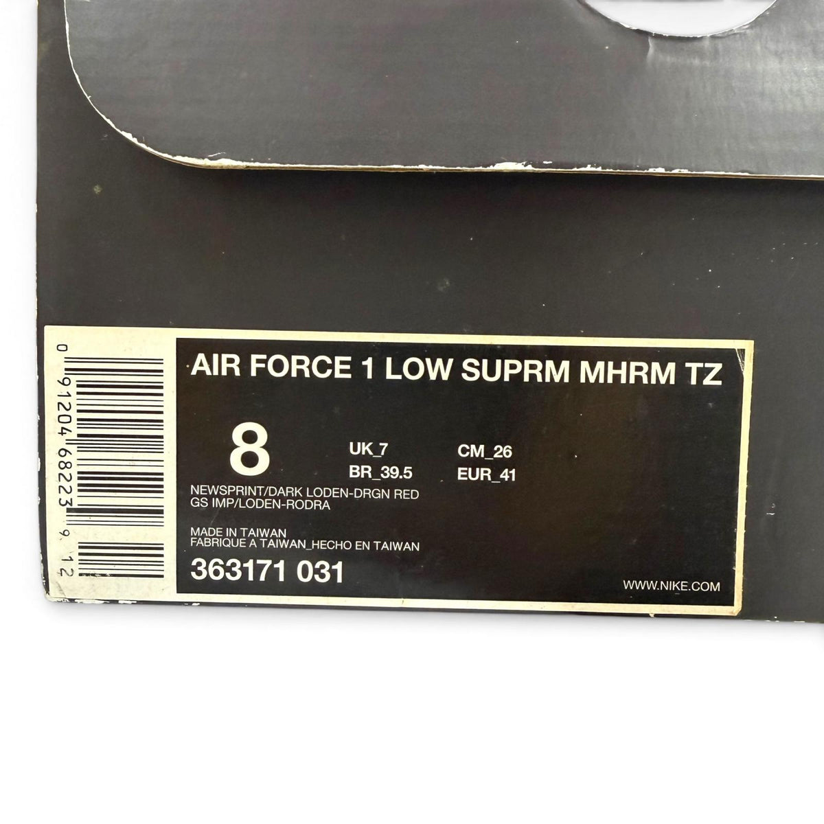 ナイキ Air Force 1 Low Supreme TZ Maharam エアフォース1 ロウ シュプリーム インサイドアウト マハラム スニーカー カーキ 26 メンズ