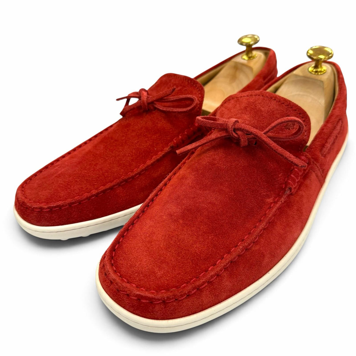 トッズ ロゴ刻印 スリッポン ドライビングシューズ レッド 10 メンズ