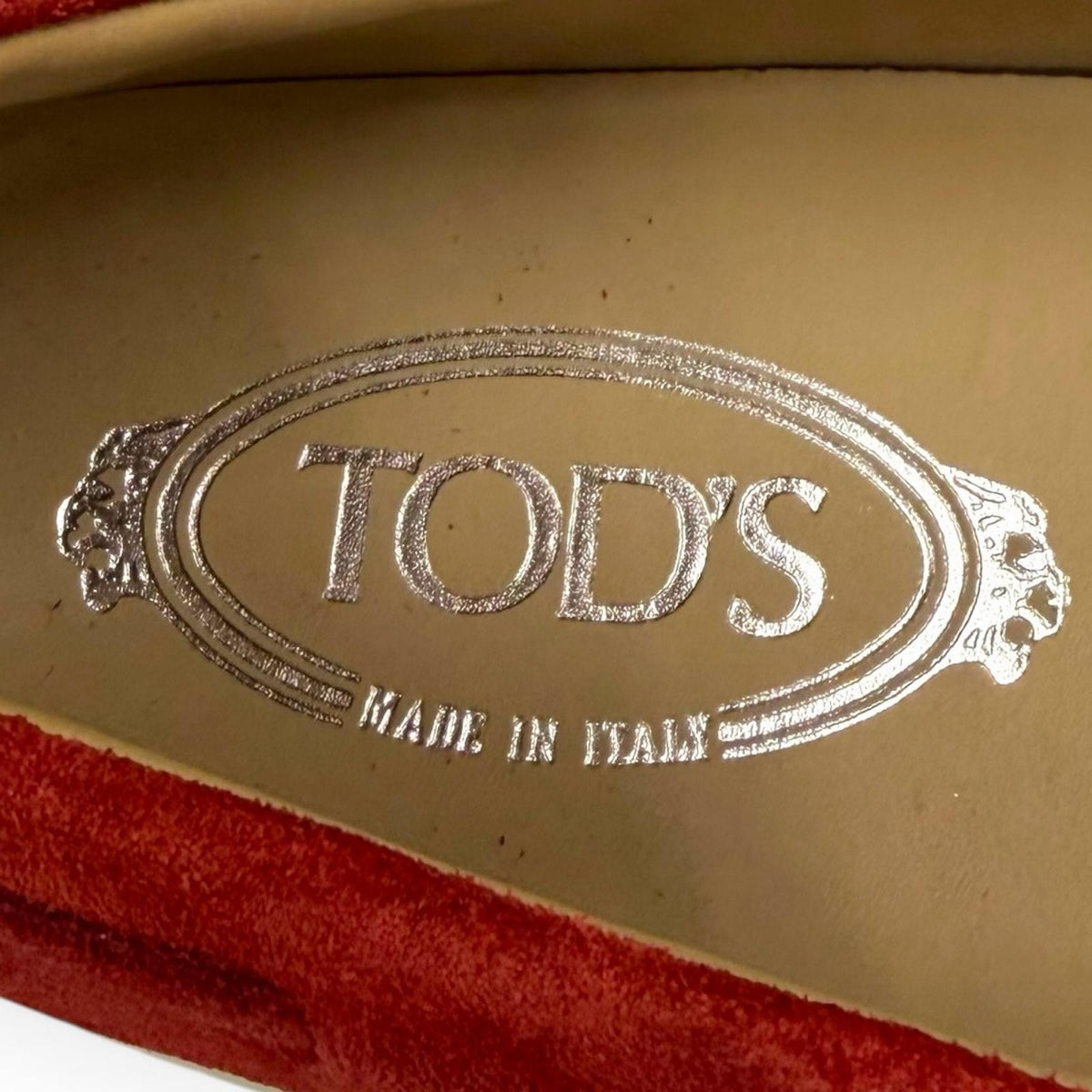 トッズ ロゴ刻印 スリッポン ドライビングシューズ レッド 10 メンズ