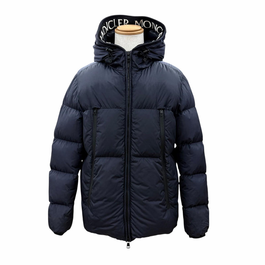 モンクレール MONTCLA ロゴワッペン・フード付 ZIP UP ダウンコート ネイビー 3 メンズ
