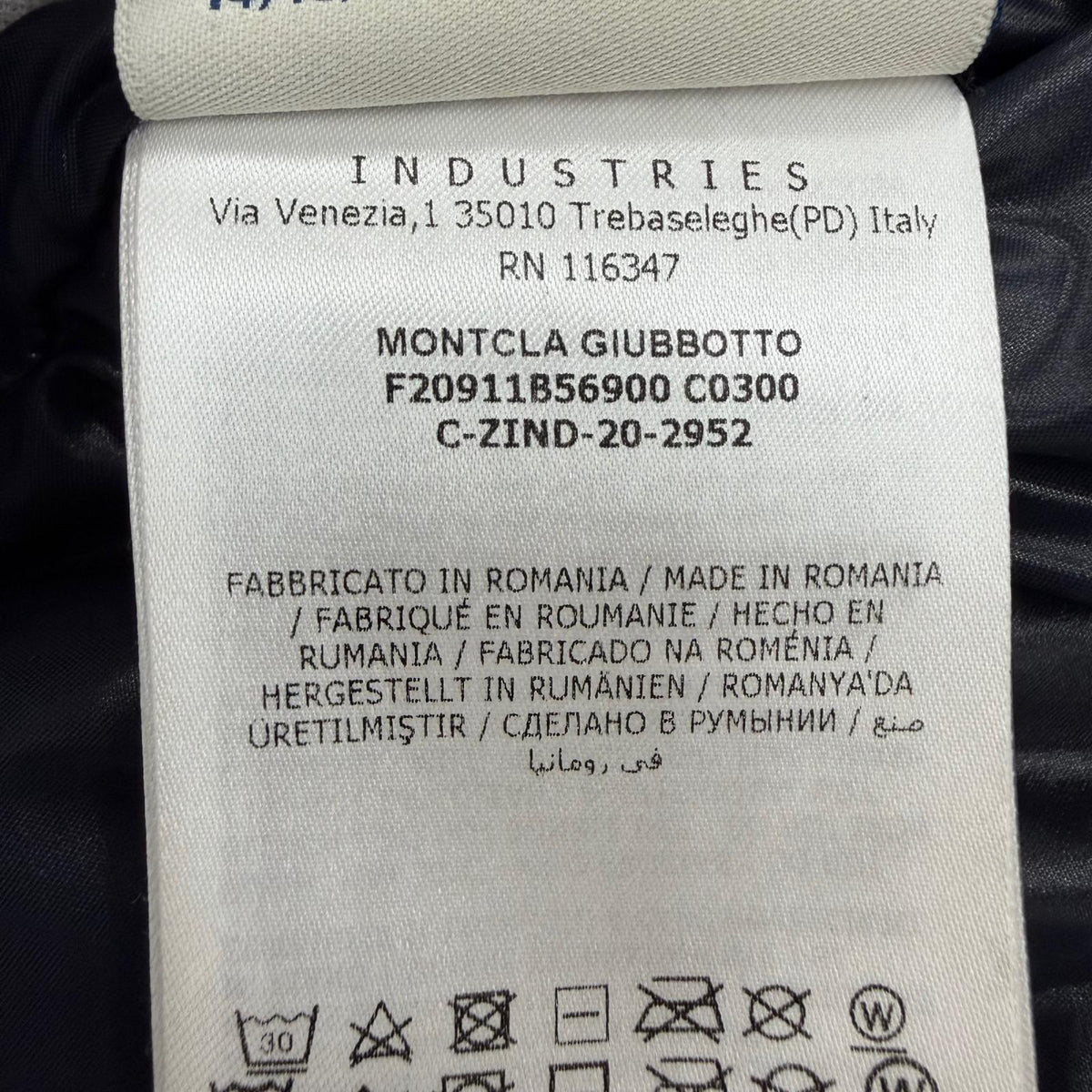 モンクレール MONTCLA ロゴワッペン・フード付 ZIP UP ダウンコート ネイビー 3 メンズ