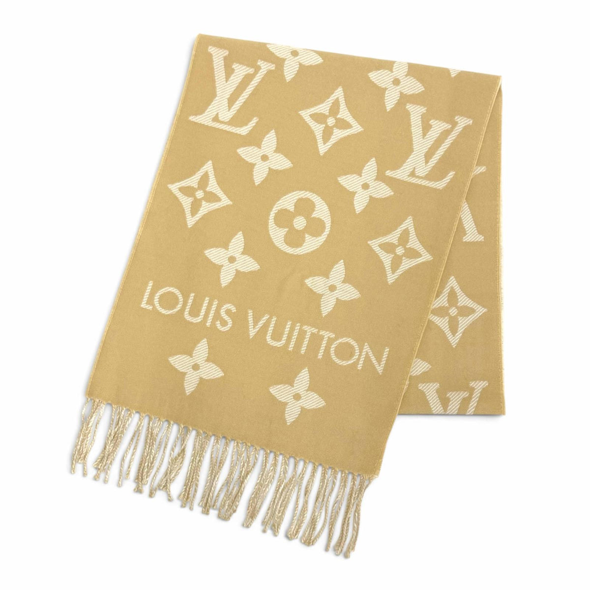 ルイヴィトン LV エセンシャル モノグラム マフラー ベージュ 170×34cm レディース