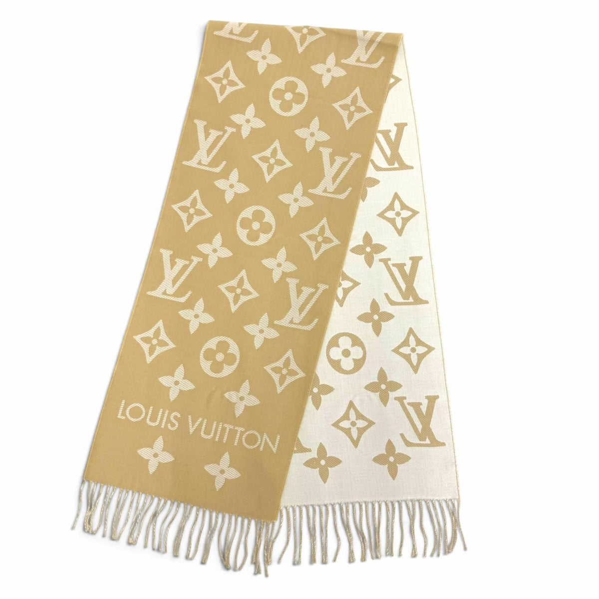 ルイヴィトン LV エセンシャル モノグラム マフラー ベージュ 170×34cm レディース