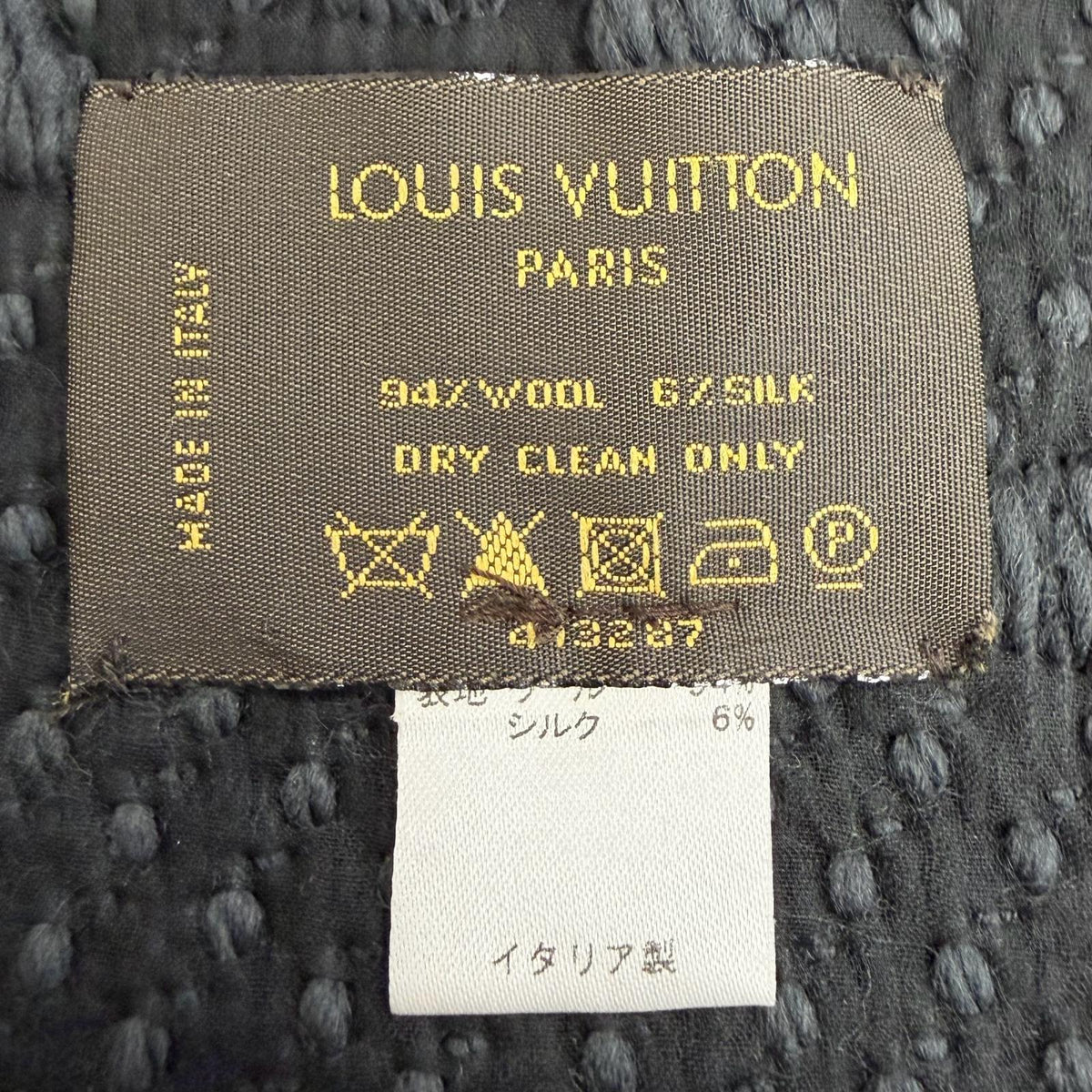 ルイヴィトン エシャルプ ロゴマニア モノグラム マフラー ダークグレー系 レディース