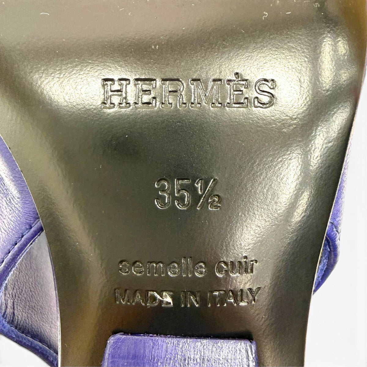 エルメス アンティム55 バックストラップ レザー パンプス パープル 35.5 レディース