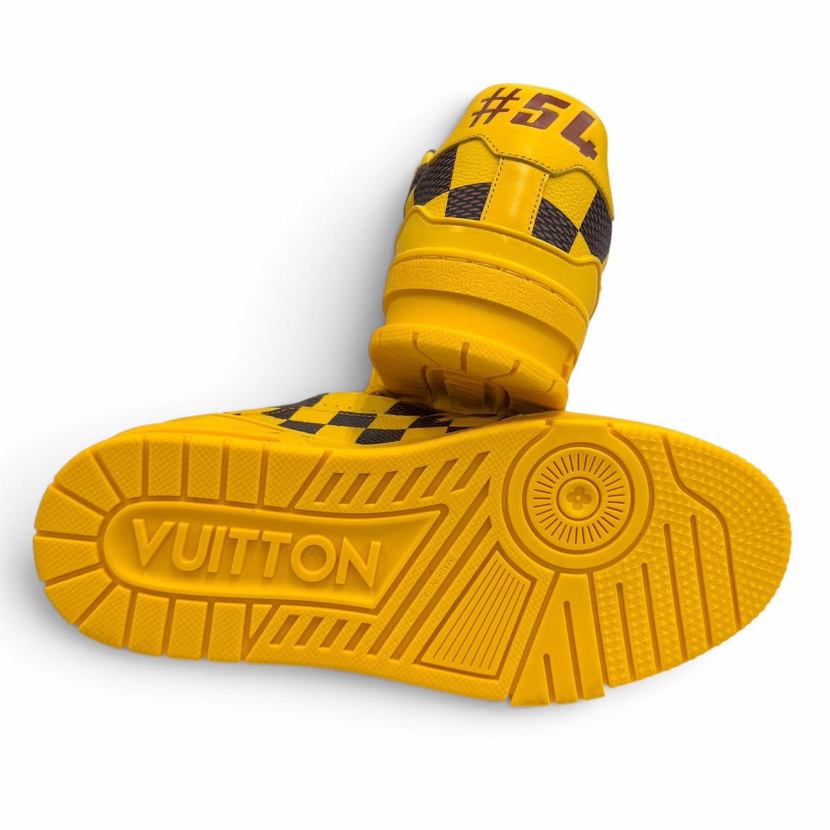 ルイヴィトン LV トレイナー LVロゴ レースアップ レザー スニーカー イエロー 3 レディース