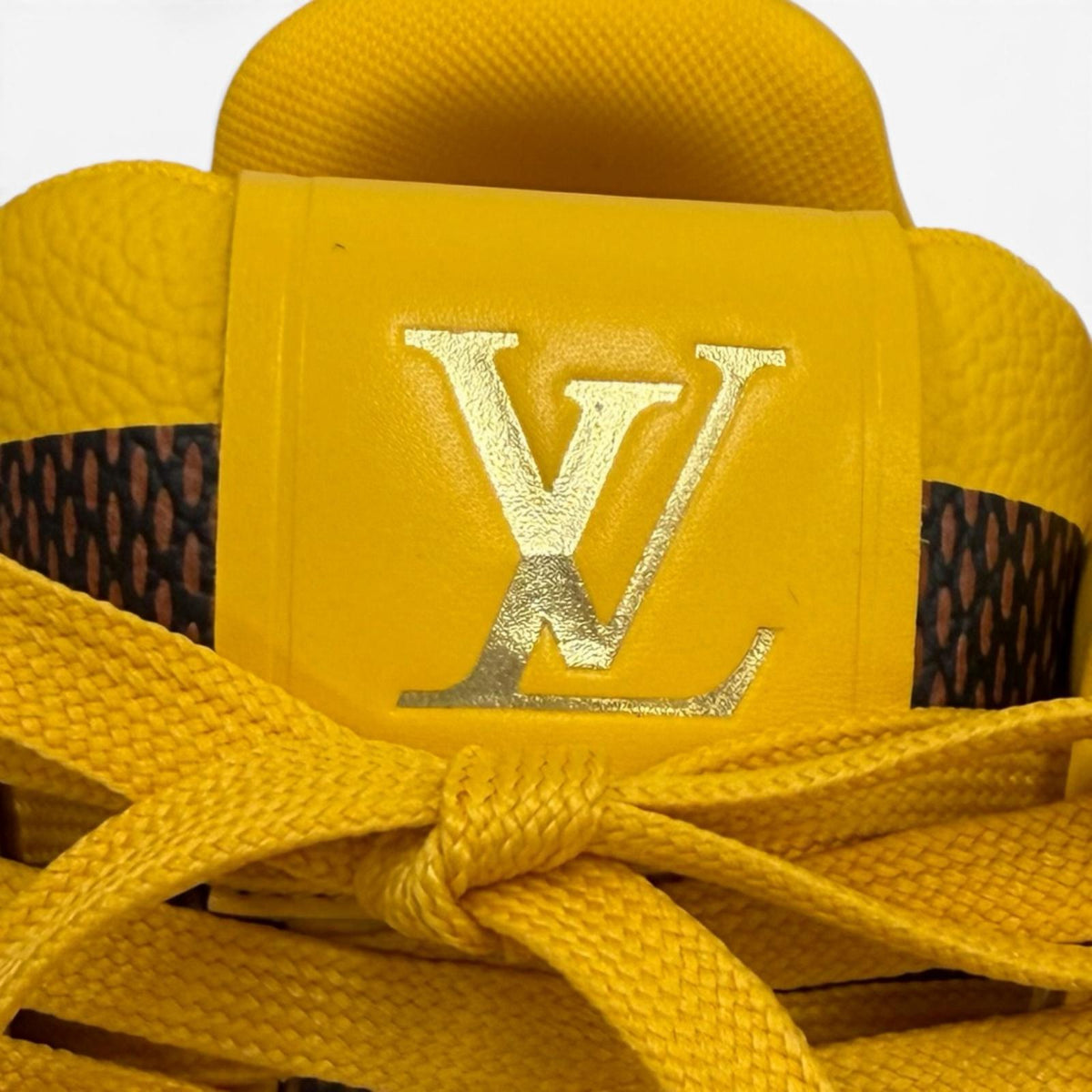 ルイヴィトン LV トレイナー LVロゴ レースアップ レザー スニーカー イエロー 3 レディース