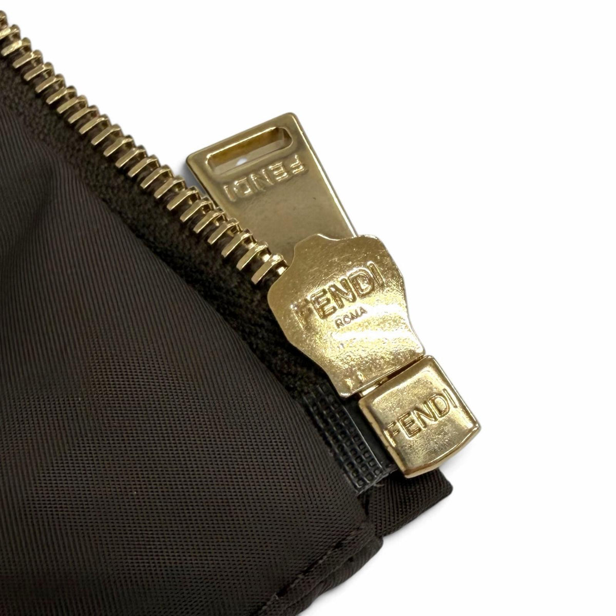 フェンディ FFロゴ ズッカ柄 フード付き ジップアップ ダウンジャケット ダークブラウン XS レディース