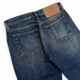 プラダ レザーロゴパッチ セルビッジ デニムパンツ インディゴ 25 レディース