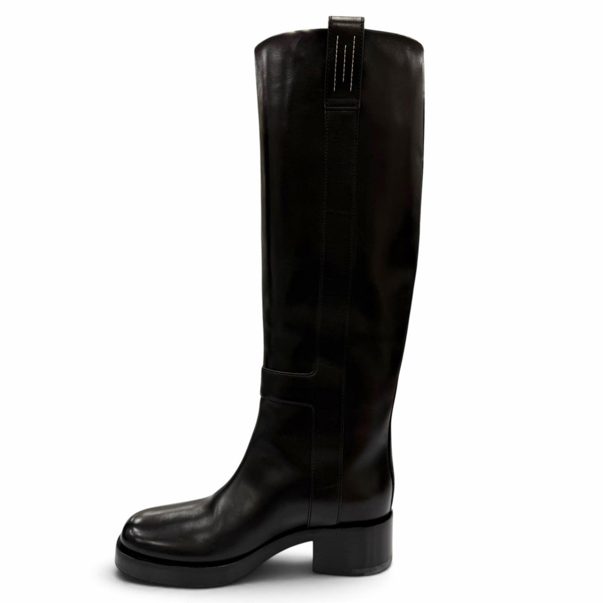 エルメス Horse ホース Hデザイン レザー ロングブーツ ブラック 35 レディース