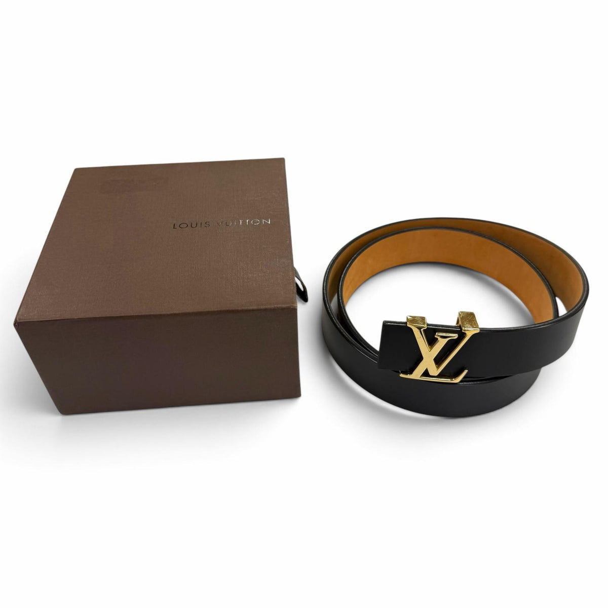 ルイヴィトン サンチュール イニシャル LV ベルト ブラック 85/34 メンズ