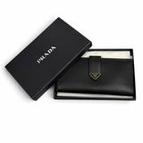 プラダ トライアングルロゴ シティカーフ タブ ロングウォレット 長財布 ブラック レディース