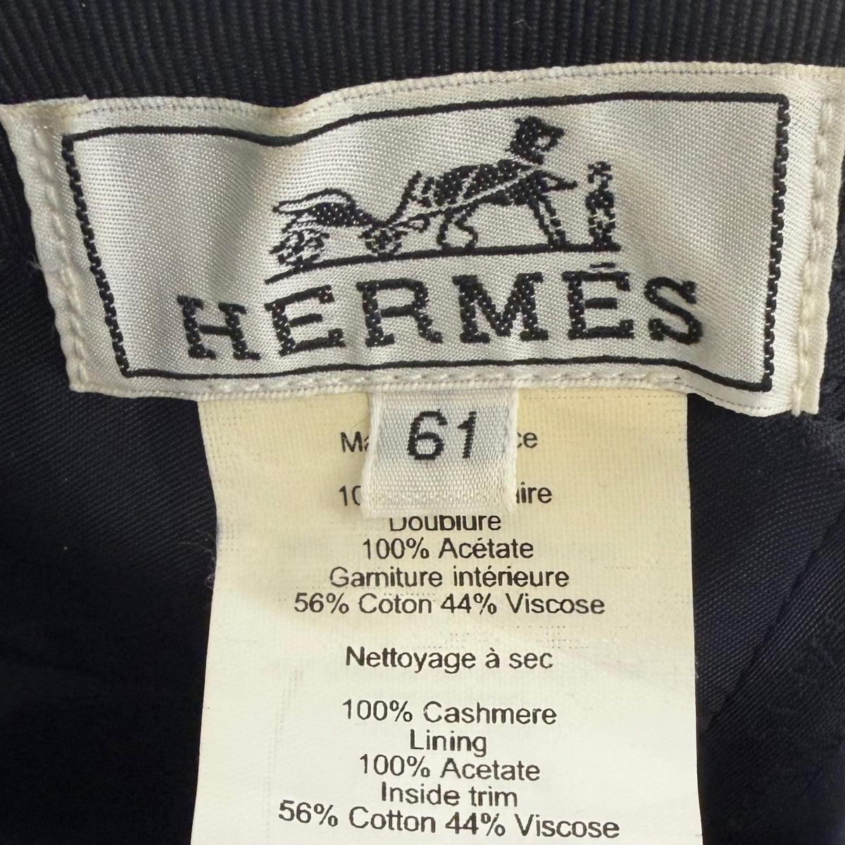 エルメス ネバダ シュヴァル・オー・トレ Nevada Cheval au Trait キャップ ネイビー 61 メンズ