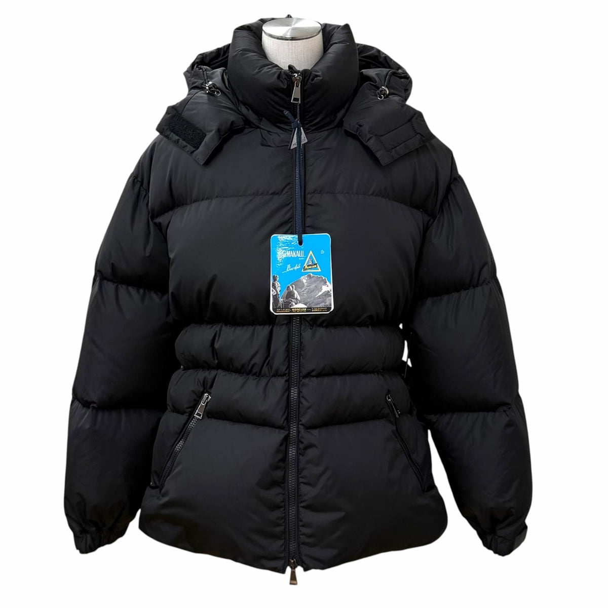 モンクレール DANUBE ロゴ入りベルト フード付 ZIP UP ダウンジャケット ブラック 1 レディース