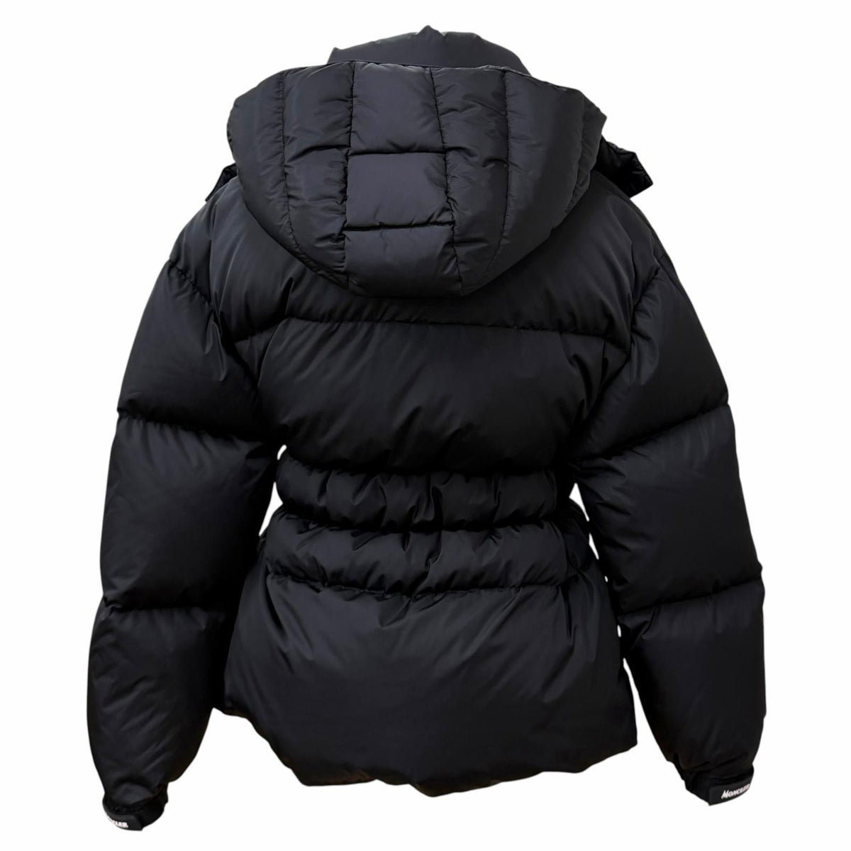 モンクレール DANUBE ロゴ入りベルト フード付 ZIP UP ダウンジャケット ブラック 1 レディース