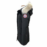 カナダグース BRONTE PARKA ブロンテパーカ ロゴワッペン ファー フード付き ダウンコート ブラック XS (日本サイズS相当) レディース