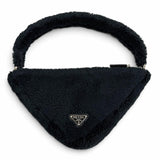 プラダ Terry Cloth トライアングルロゴ パイルバッグ ハンドバッグ ネイビー レディース