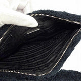 プラダ Terry Cloth トライアングルロゴ パイルバッグ ハンドバッグ ネイビー レディース
