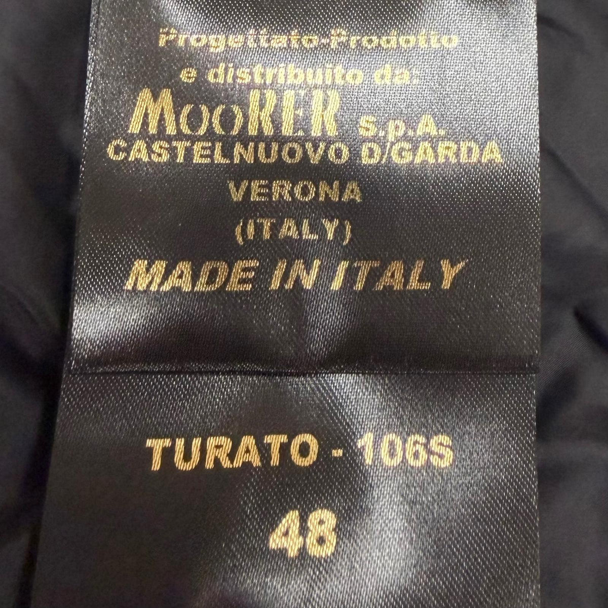 ムーレー TURATO-106S トゥラートオ ナイロン デニム切替 フーデッド ダウンジャケット ブラック IT 48 メンズ