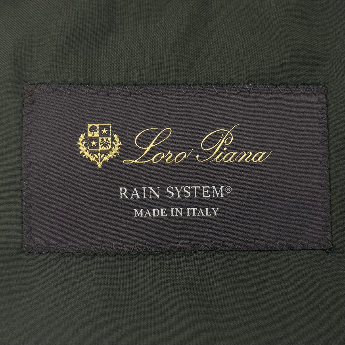 ロロピアーナ RAIN SYSTEM ゴートレザー使い ロゴ入りボタン ダウンジャケット グリーン M メンズ