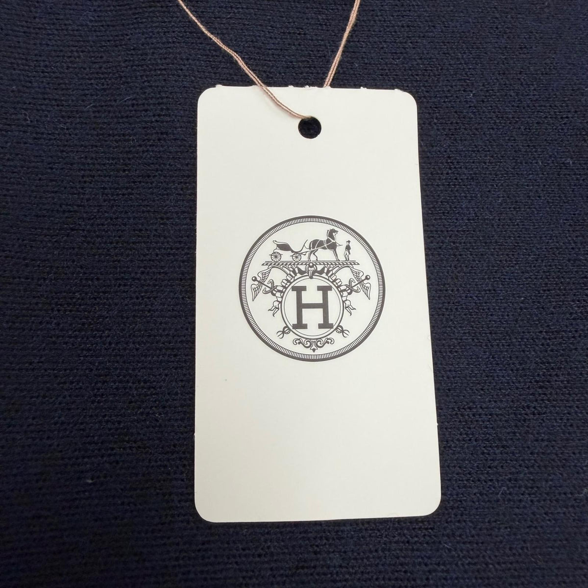 エルメス Just in Case Hロゴ刺繍 ジップポケット付き スカーフ/ストール マフラー ネイビー メンズ
