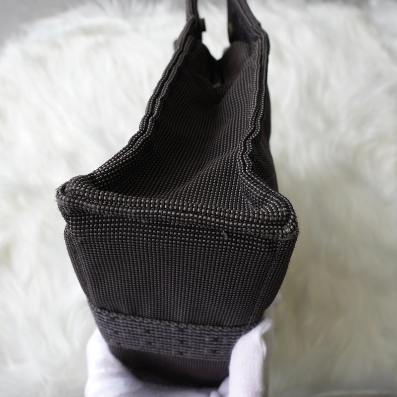 Hermes Foult PM Canvas Handbag Black/Grey