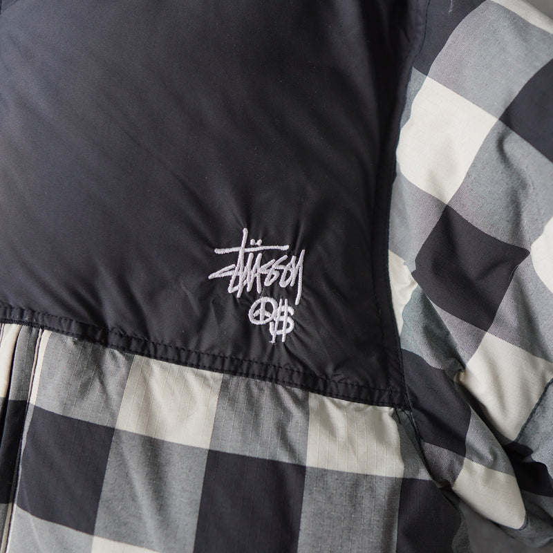 00's｜Logo Embroidery Block Check Puffer Jacket - NEWSED