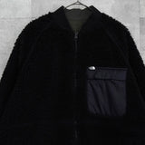 ザ ノースフェイス リバーシブル ロゴ刺繍 ロング丈 キルティングコート ボアコート カーキ / ブラック