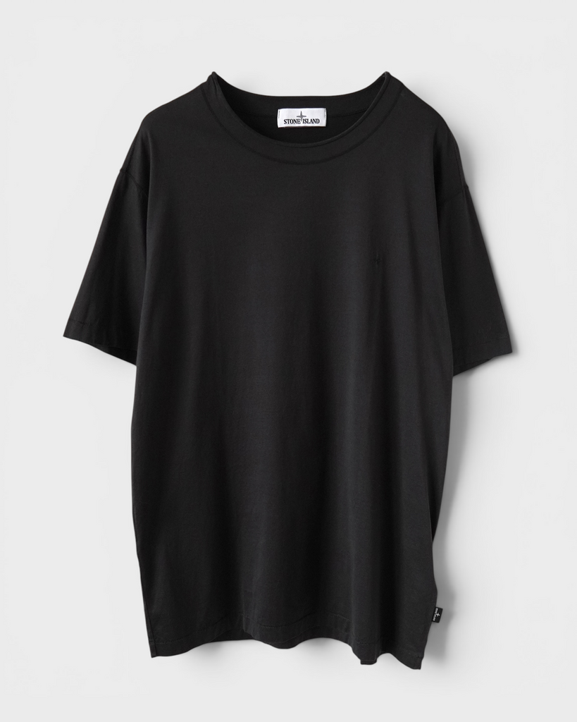 ストーン アイランド ワンポイント刺繍 コンパスロゴ Tシャツ ブラック XL メンズ