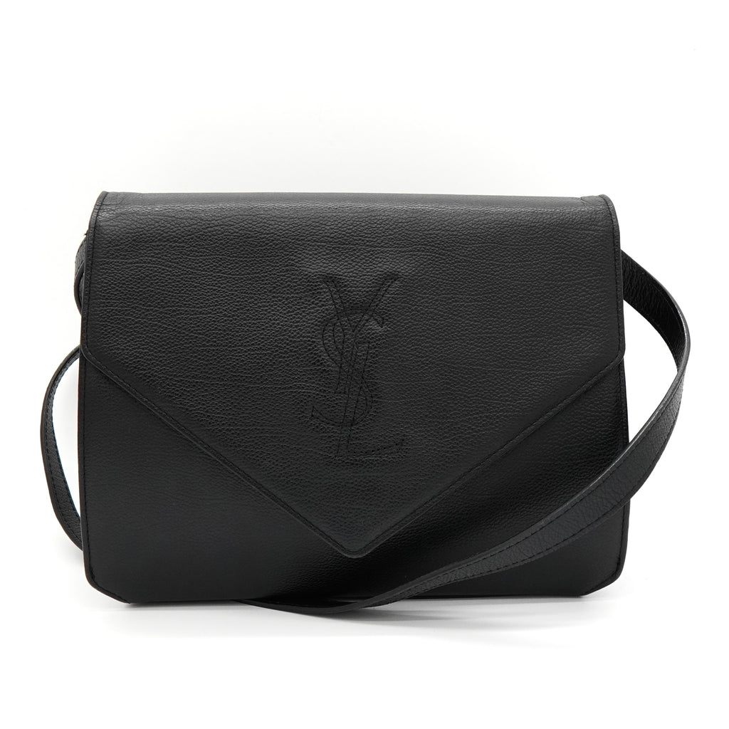 イヴ サンローラン YSLロゴ レザー ショルダーバッグ ブラック