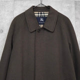 バーバリー カシミヤ アンゴラ ウール ノバチェック裏地 ステンカラーコート ブラウン