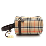 バーバリー ノバチェック キャンバス / レザー バニティバッグ ベージュ レディース