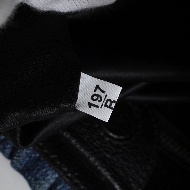 ミュウミュウ マテラッセ デニム / レザー 2way ハンドバッグ ショルダーバッグ ブルー / ブラック