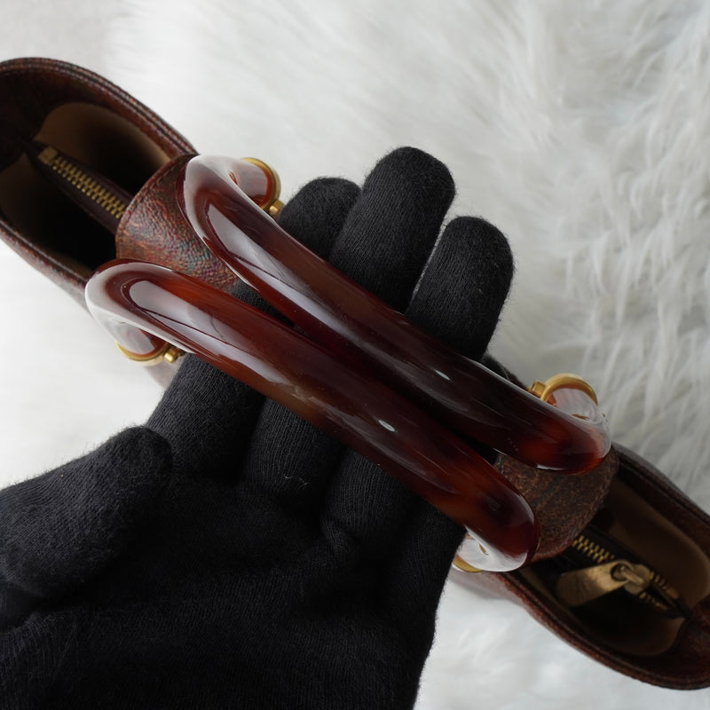 エトロ ペイズリー クリアハンドル PVC  ハンドバッグ  ボルドー
