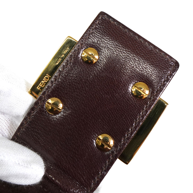 フェンディ マンマバケット スエード / レザー ワンショルダーバッグ ブラウン