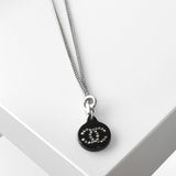 シャネル ココマーク サークル プレート ラインストーン ネックレス シルバー/ブラック 03/A - NEWSED