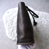 Vintage Black × Dark Brown Leather Tote Bag