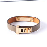 エルメス アスドゥクール GP / レザーブレスレット Z刻印 T2 グレージュ×ゴールド レディース