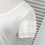 ソニア リキエル ドッキング レースアップ 袖フリル 半袖トップス ブラウス ホワイト