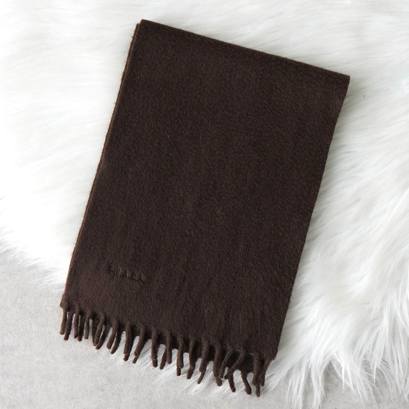 プラダ ロゴ カシミヤ マフラー ブラウン