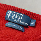 ポロ ラルフローレン Vネック スモールポニーロゴ ウール ニット レッド