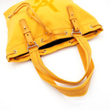 イヴ サンローラン YSLロゴ 巾着型 キャンバス トートバッグ イエロー