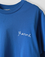 マルニ ステッチ 筆記体ロゴ Tシャツ ブルー サイズ38 レディース